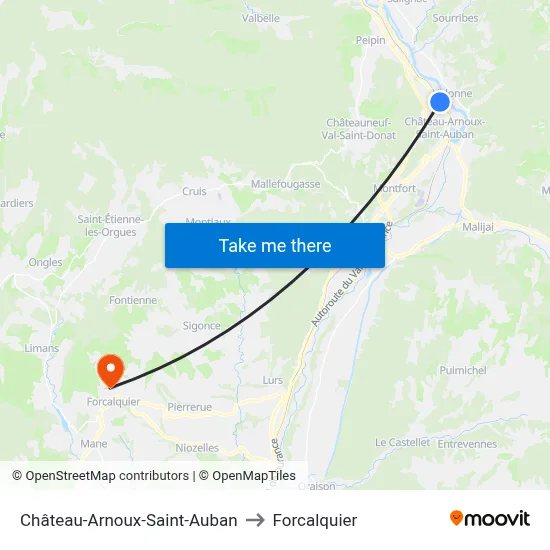 Château-Arnoux-Saint-Auban to Forcalquier map