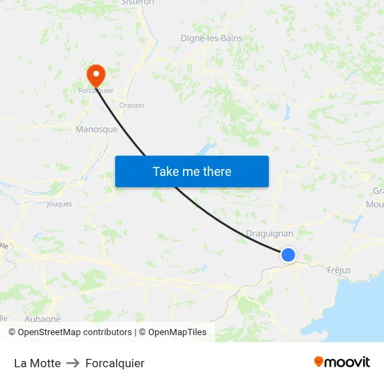 La Motte to Forcalquier map