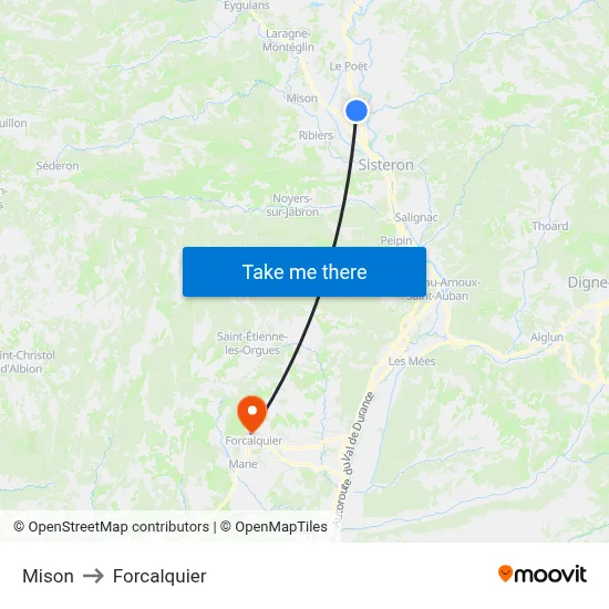 Mison to Forcalquier map