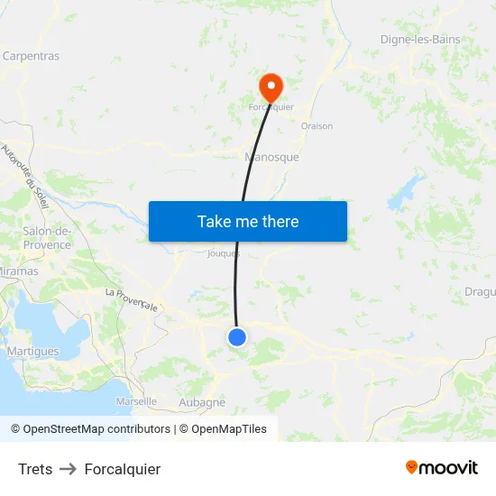 Trets to Forcalquier map
