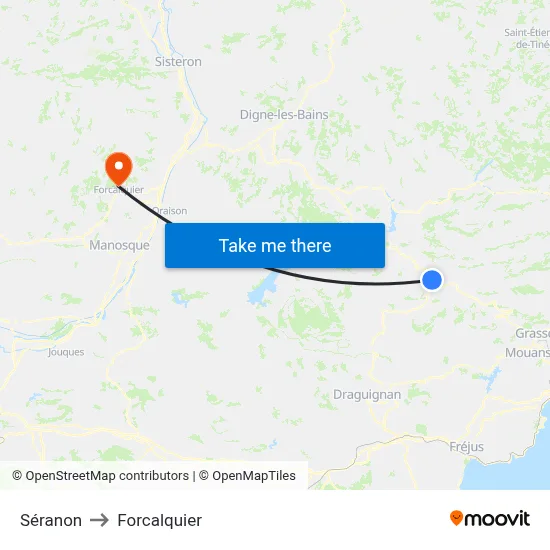 Séranon to Forcalquier map
