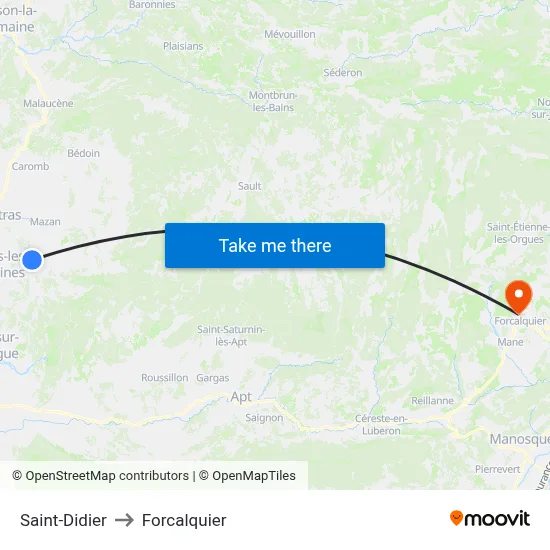 Saint-Didier to Forcalquier map