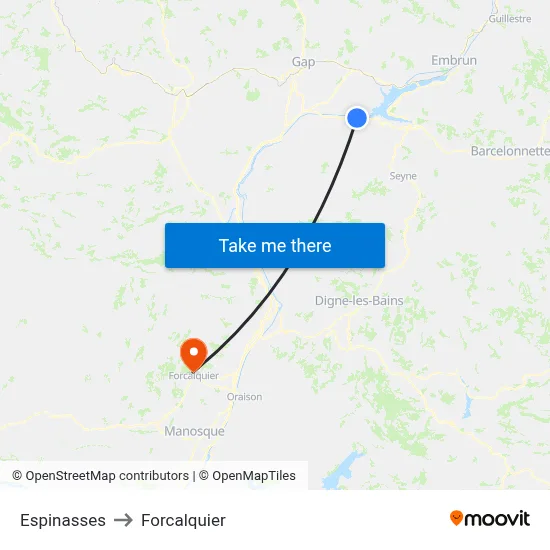 Espinasses to Forcalquier map