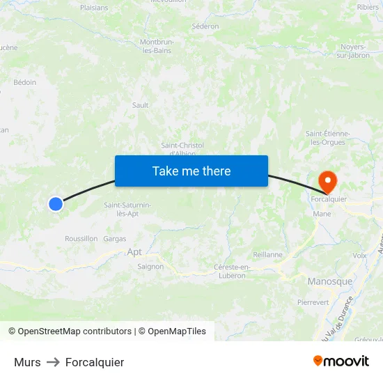 Murs to Forcalquier map