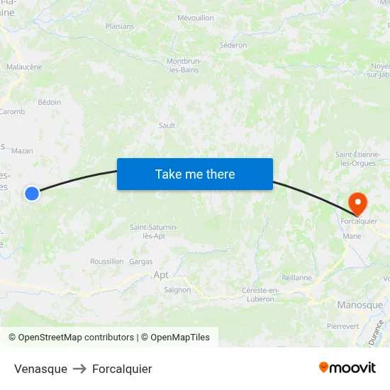 Venasque to Forcalquier map