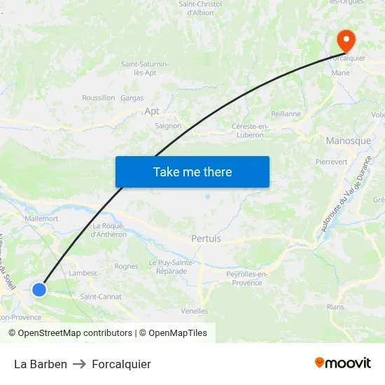 La Barben to Forcalquier map