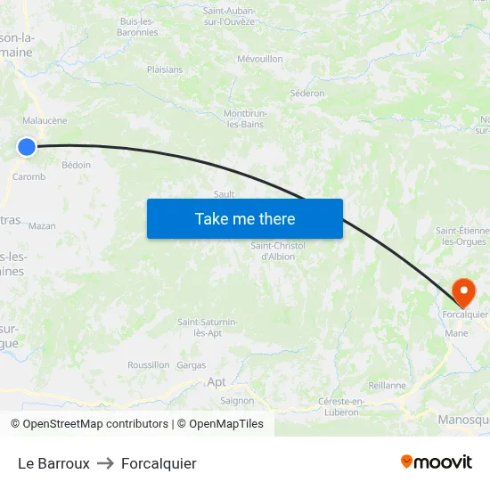 Le Barroux to Forcalquier map