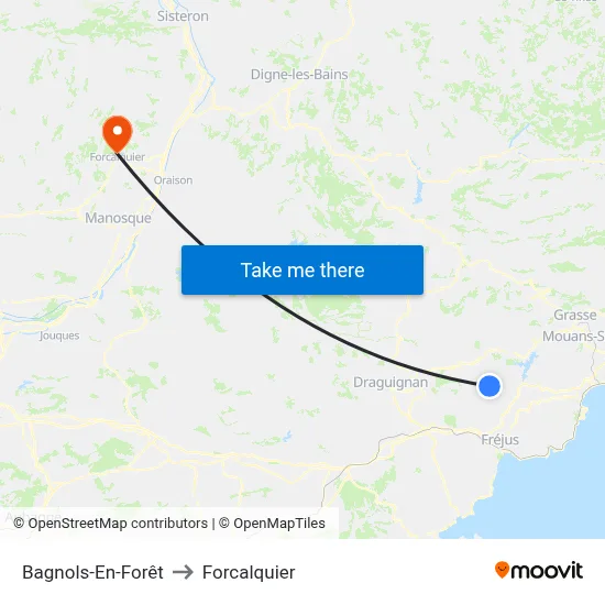 Bagnols-En-Forêt to Forcalquier map