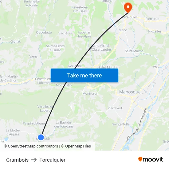 Grambois to Forcalquier map