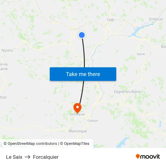 Le Saix to Forcalquier map