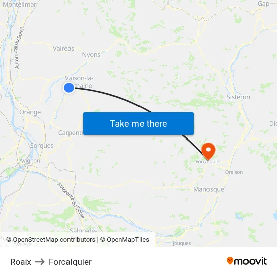 Roaix to Forcalquier map