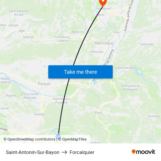 Saint-Antonin-Sur-Bayon to Forcalquier map