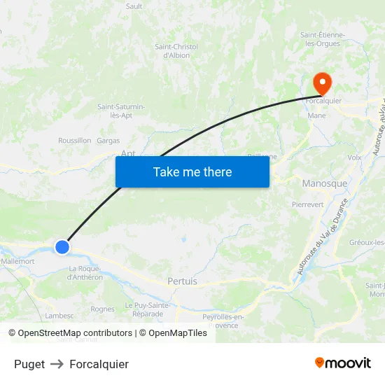 Puget to Forcalquier map