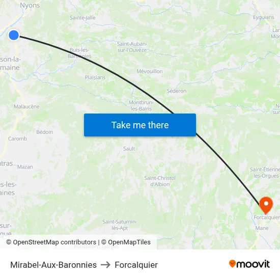 Mirabel-Aux-Baronnies to Forcalquier map