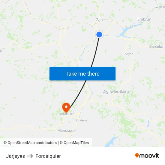 Jarjayes to Forcalquier map