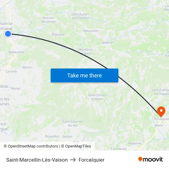 Saint-Marcellin-Lès-Vaison to Forcalquier map