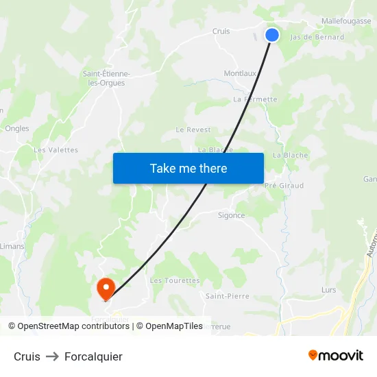 Cruis to Forcalquier map