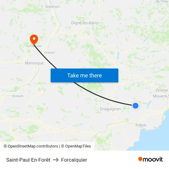 Saint-Paul-En-Forêt to Forcalquier map