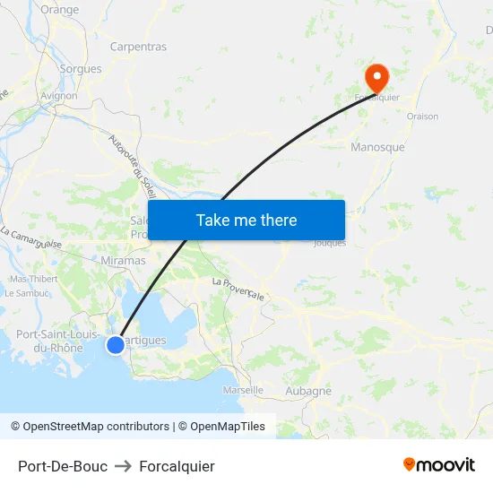 Port-De-Bouc to Forcalquier map