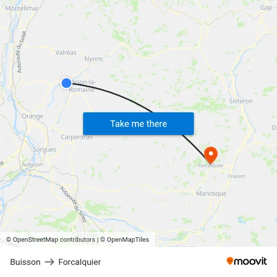 Buisson to Forcalquier map
