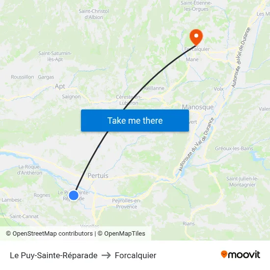 Le Puy-Sainte-Réparade to Forcalquier map