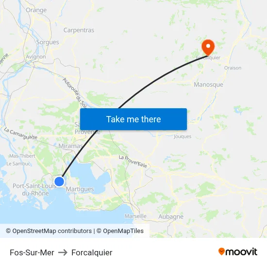 Fos-Sur-Mer to Forcalquier map
