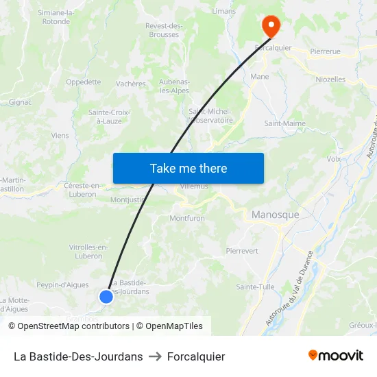 La Bastide-Des-Jourdans to Forcalquier map