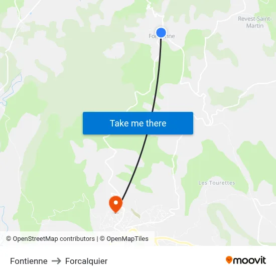 Fontienne to Forcalquier map