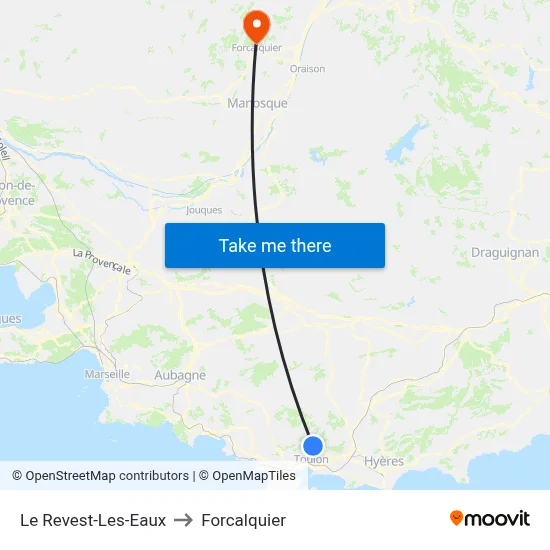Le Revest-Les-Eaux to Forcalquier map