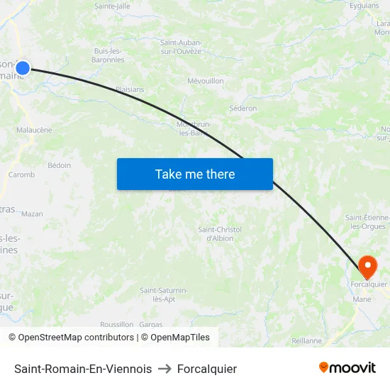 Saint-Romain-En-Viennois to Forcalquier map