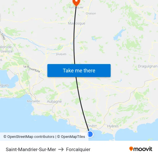 Saint-Mandrier-Sur-Mer to Forcalquier map