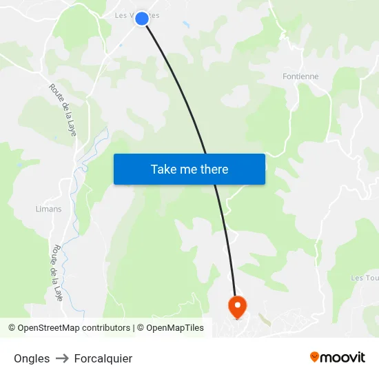 Ongles to Forcalquier map