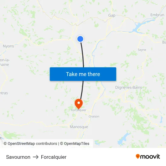 Savournon to Forcalquier map