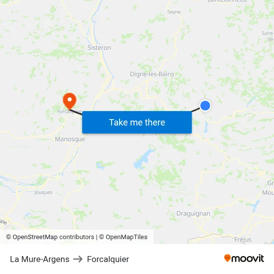 La Mure-Argens to Forcalquier map