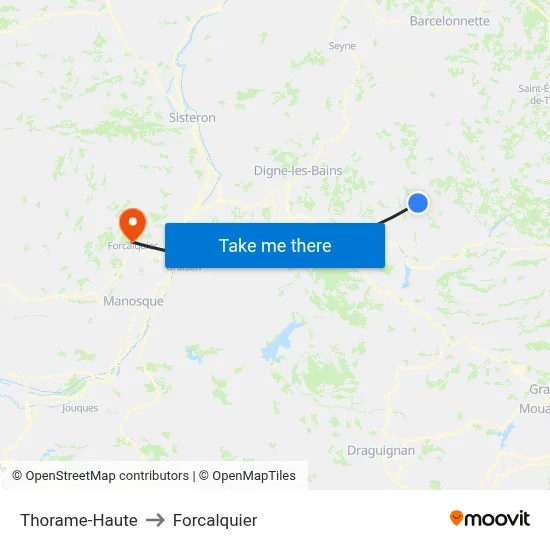Thorame-Haute to Forcalquier map
