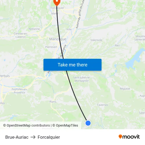 Brue-Auriac to Forcalquier map