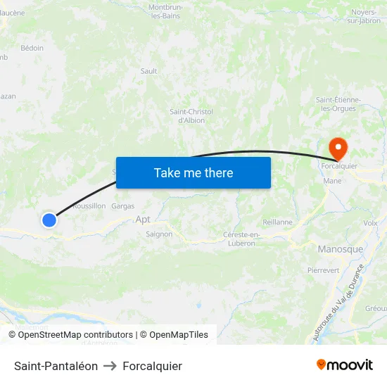 Saint-Pantaléon to Forcalquier map