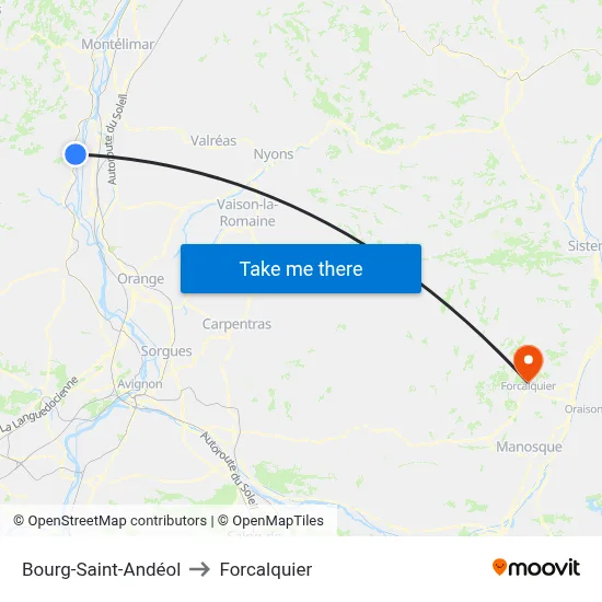 Bourg-Saint-Andéol to Forcalquier map