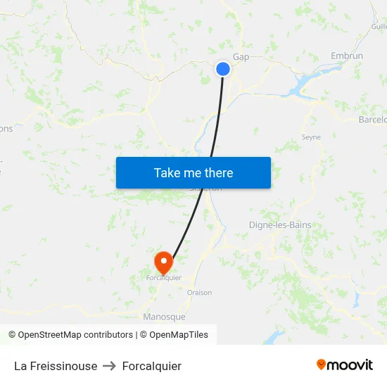 La Freissinouse to Forcalquier map