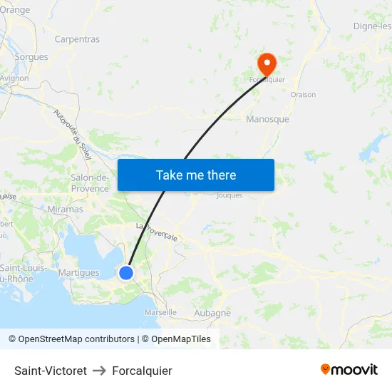 Saint-Victoret to Forcalquier map