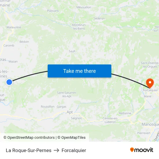 La Roque-Sur-Pernes to Forcalquier map