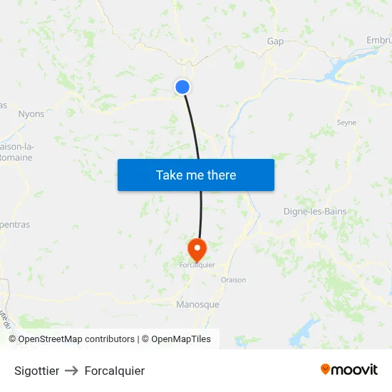 Sigottier to Forcalquier map