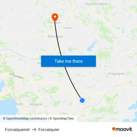 Forcalqueiret to Forcalquier map