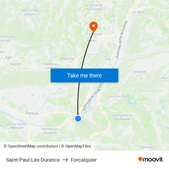 Saint-Paul-Lès-Durance to Forcalquier map