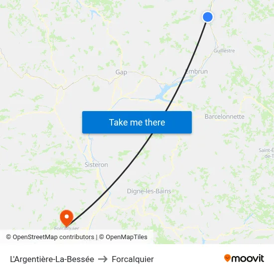L'Argentière-La-Bessée to Forcalquier map