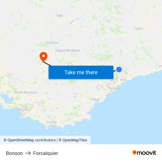 Bonson to Forcalquier map