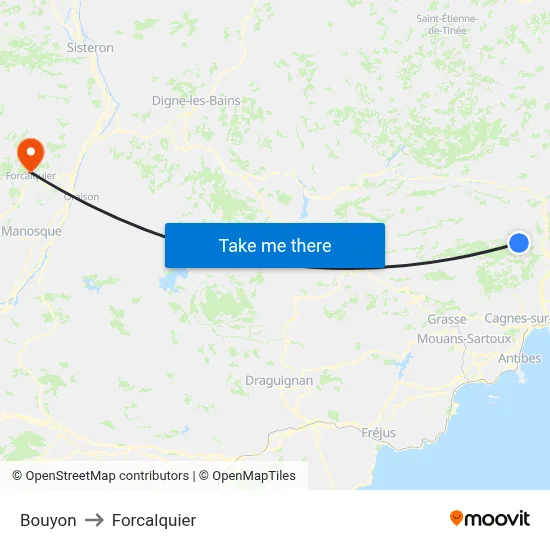 Bouyon to Forcalquier map
