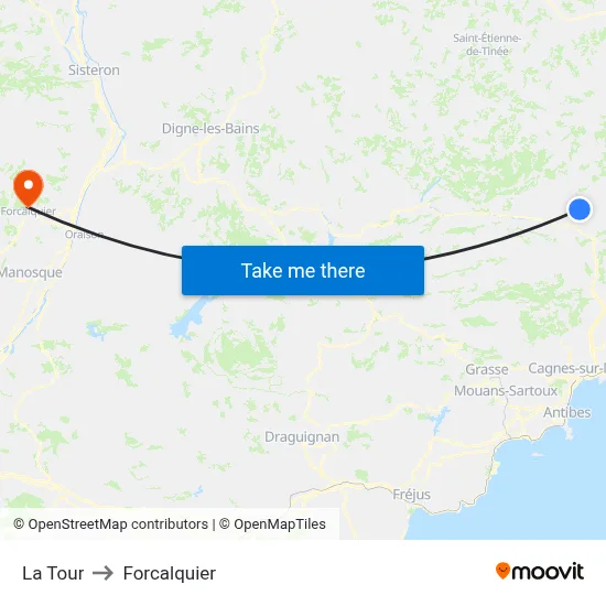 La Tour to Forcalquier map