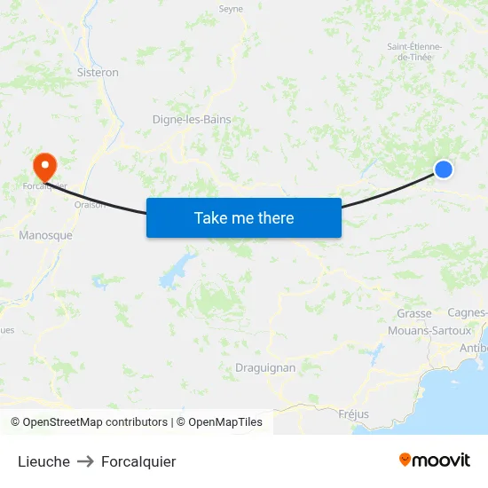 Lieuche to Forcalquier map