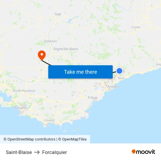Saint-Blaise to Forcalquier map